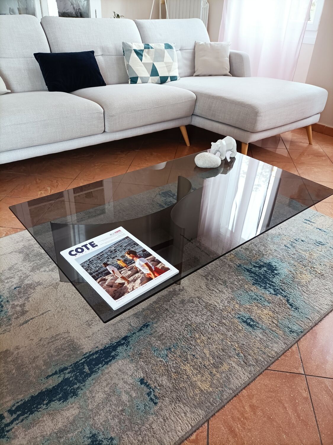 Brushed steel coffee table space age