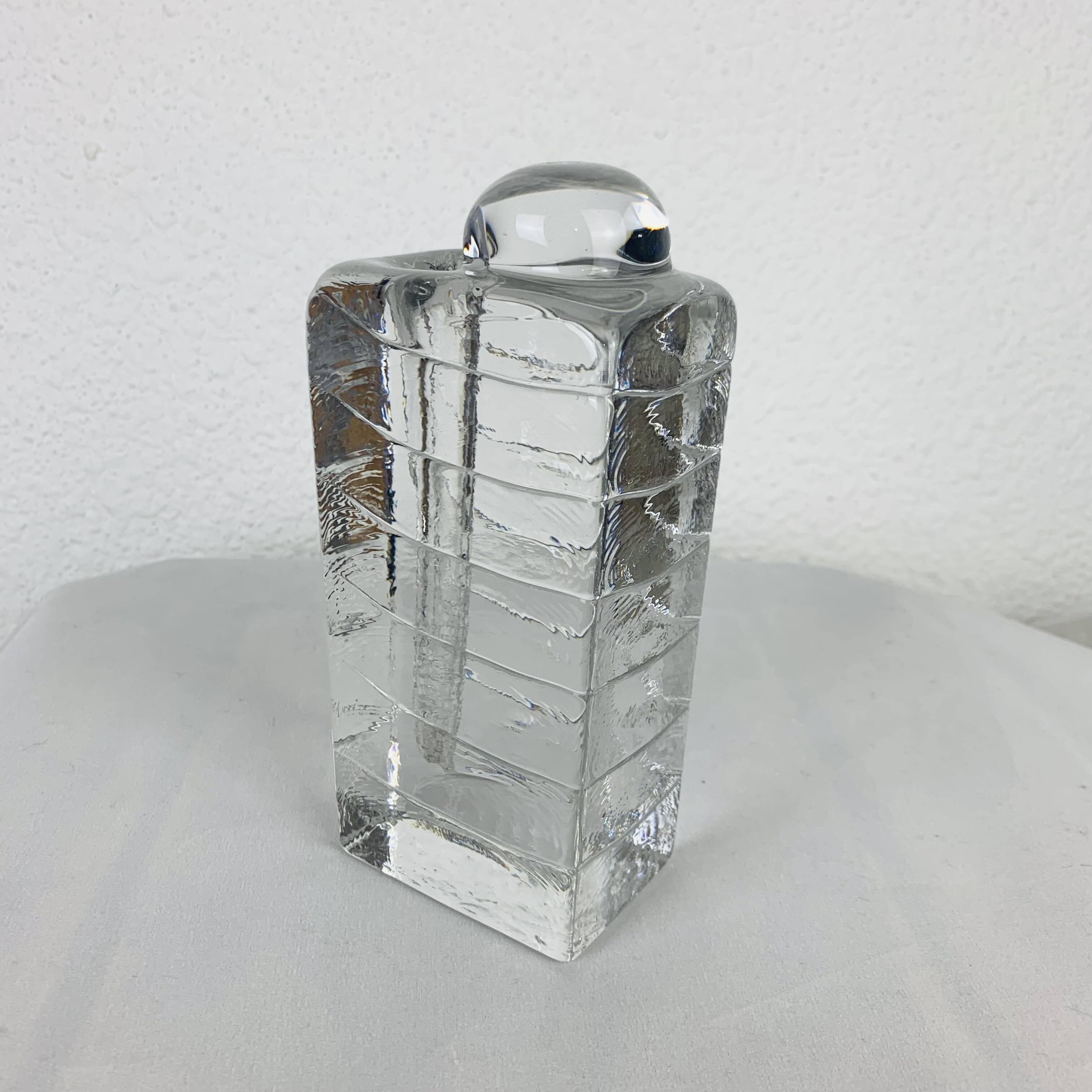 Glass block vase for Walther Glas 1960