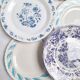 Assiettes plates bleu vintage