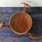 Center table cut, empty pocket, metal wood, vintage 1950