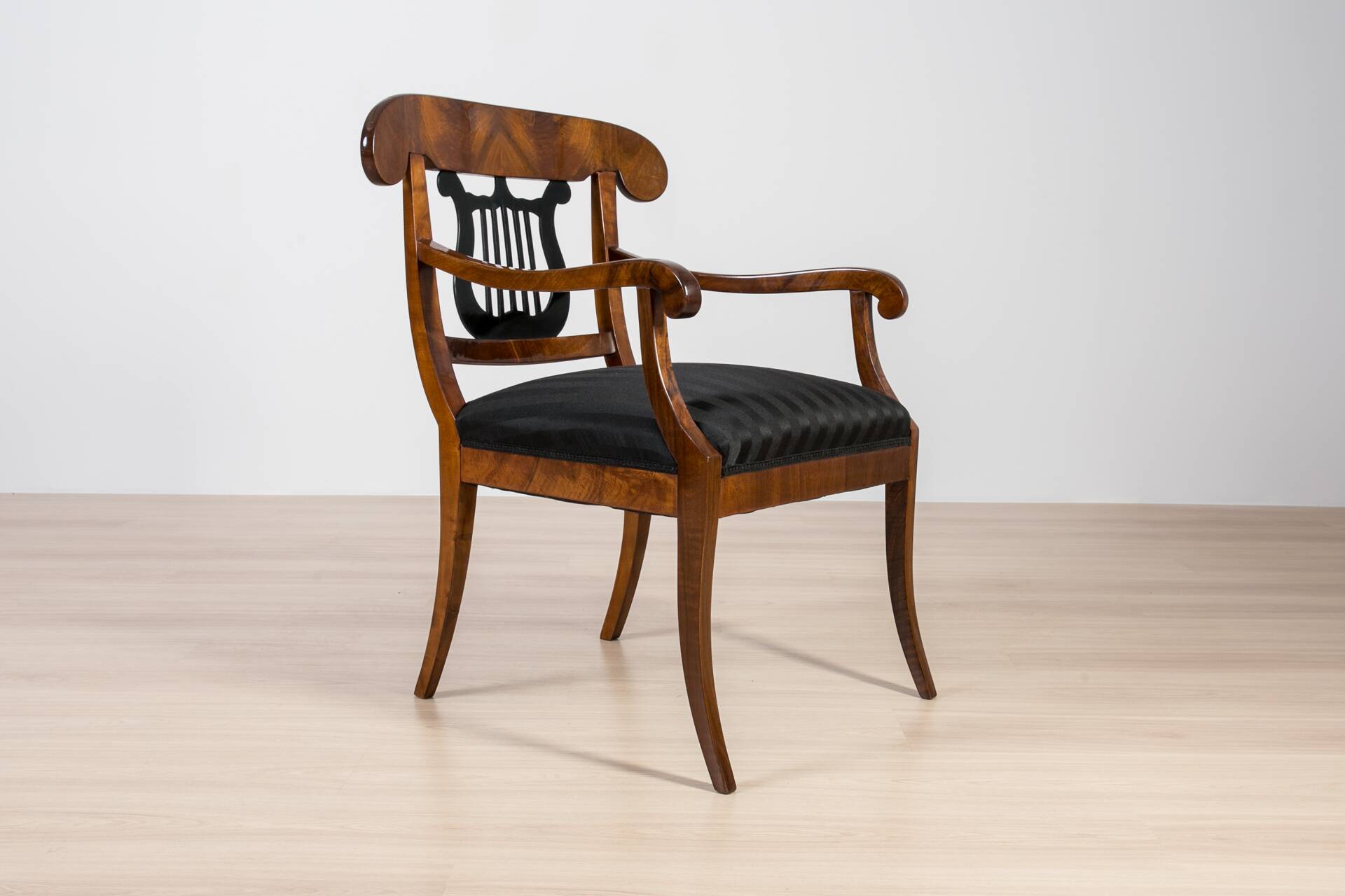 Pair of Biedermeier Armchairs, Germany, 19th Century, Walnut, French Polish