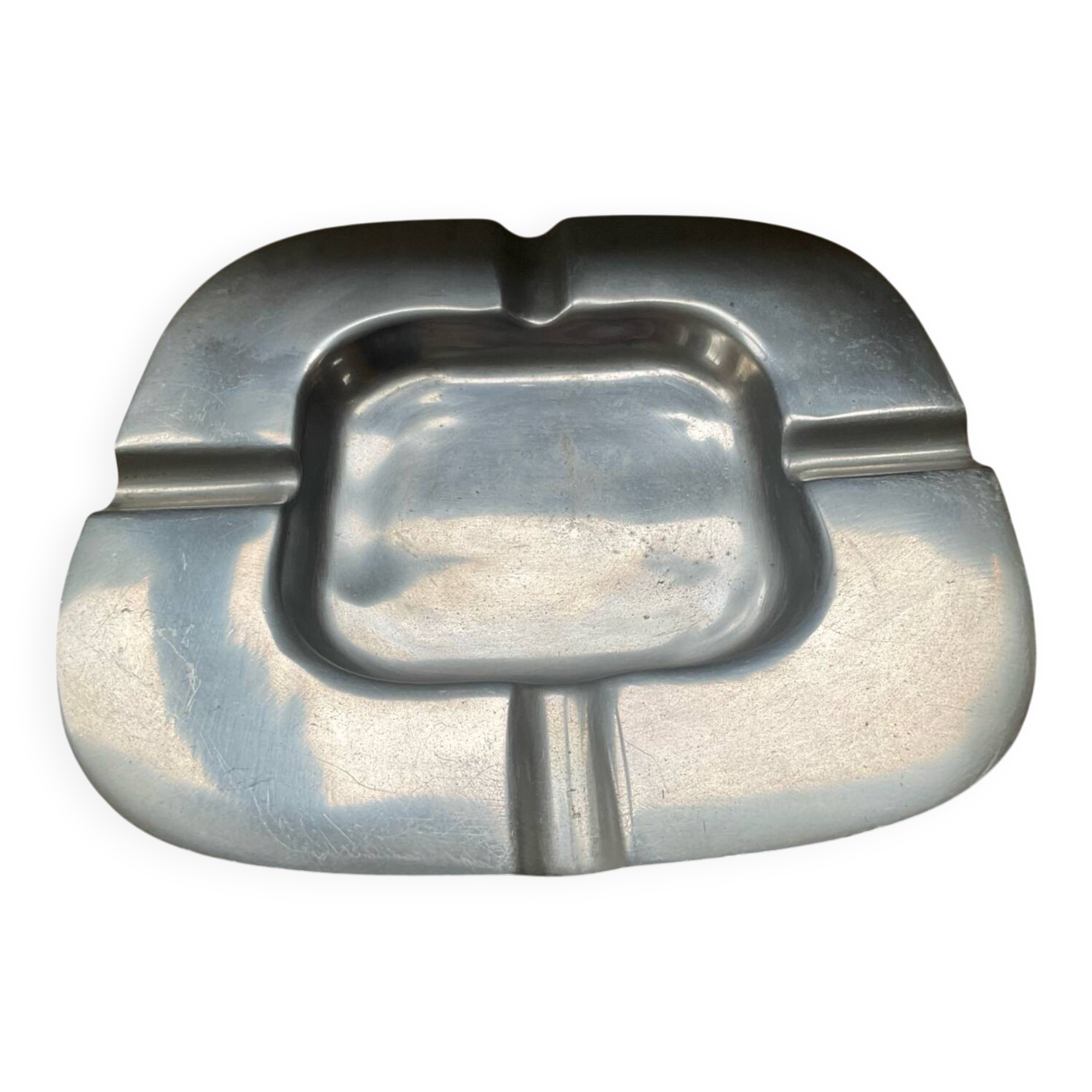 Cendrier en aluminium poli, années 50-60