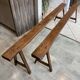 Pair of solid oak farmhouse benches 214cm for rustic table 1950