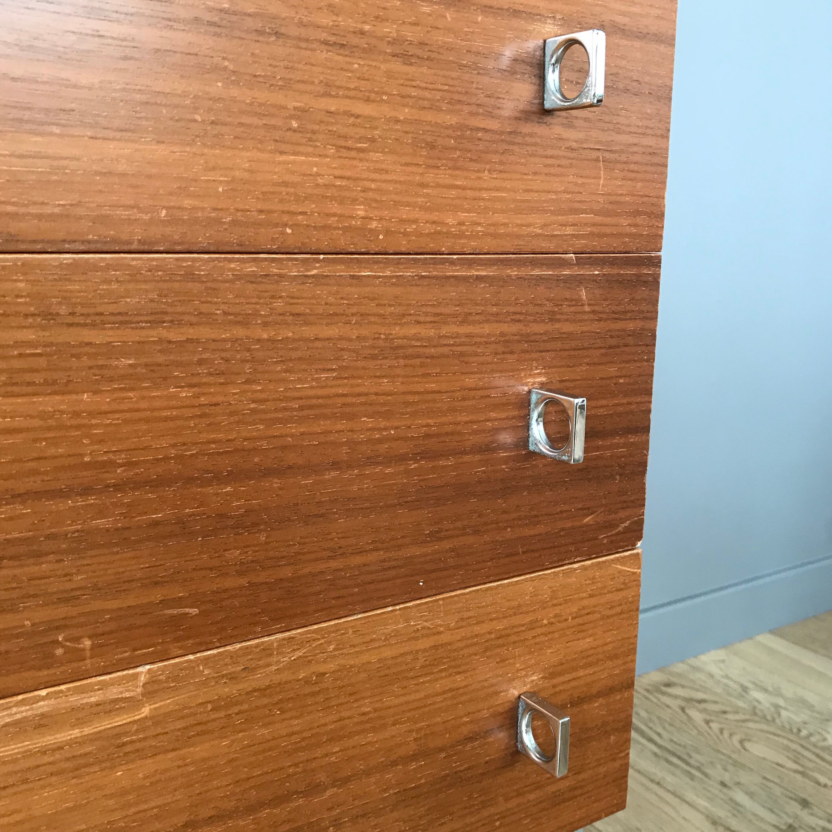 Brasilia-werk dresser white and teak 3 drawers years 60