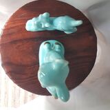Pair of turquoise zoomorphic statuettes