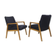 Pair of Scandinavian armchairs 60s restored deep blue gloved fabric.