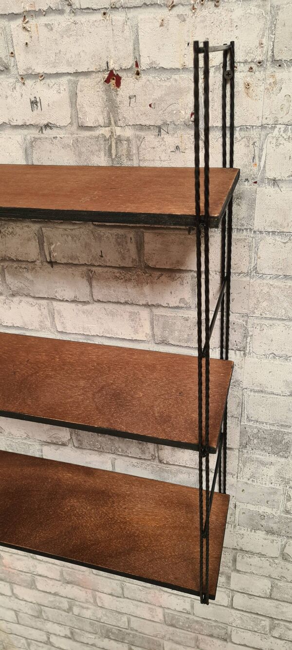 etagere 1960 vintage , string, bois et metal 60x58x17