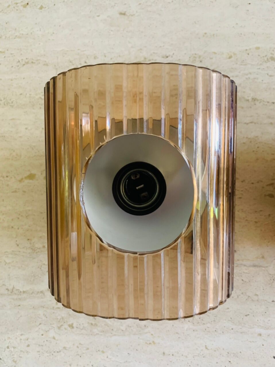 Set of 3 vintage wall lamps in smoked plexiglass, circa 1970's