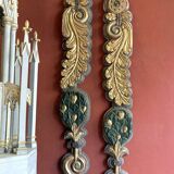 18th Century Italian Handcarved Polychrome Painted Pilaster Friezes, Set of 2