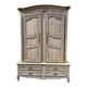 Aero-blasted solid oak wardrobe - Louis XV style