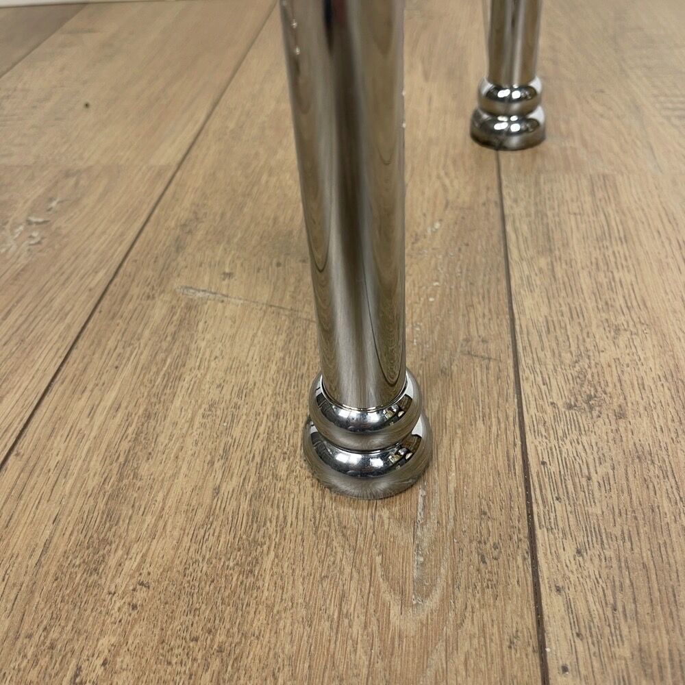 Half-moon side table double chrome tray and smoked glass 70's