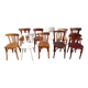 Set of 10 mismatched wooden bistro chairs - vintage