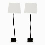 Paire de lampadaires en métal noir martelé et abat-jour blanc