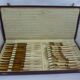 set 12 forks and dessert knives blade in vermeil and bone handle