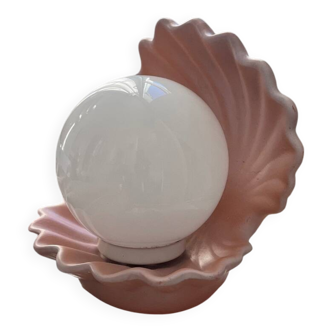 Ceramic and opaline shell lamp from the 1970s.