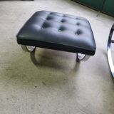 19th century rocking chair + footrest in skyl and chrome metal