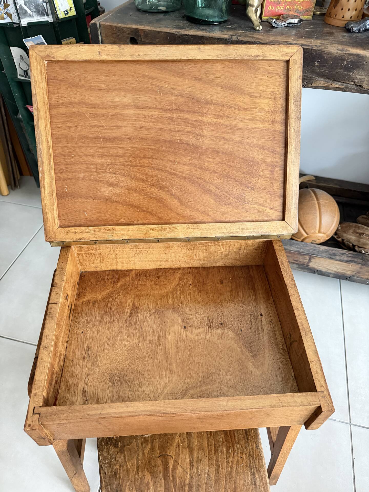 School desk and chair set stamped Baumann