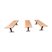 Trio de table bistrot vintage pliante 1950