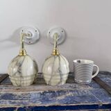 Pair of Art Deco wall lights in marbled opaline