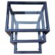 Set of 3 nesting tables by Pierre Vandel, lacquered blue metal with glass top, French 1970s Vintage.