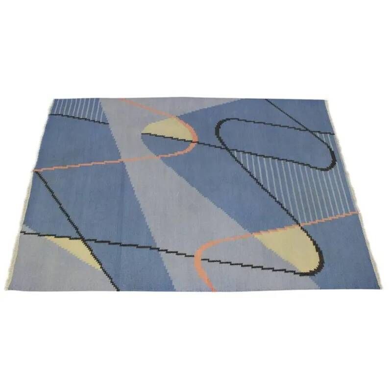 Geometric Modernist Kilim Carpet by Antonín Kybal, 1960s