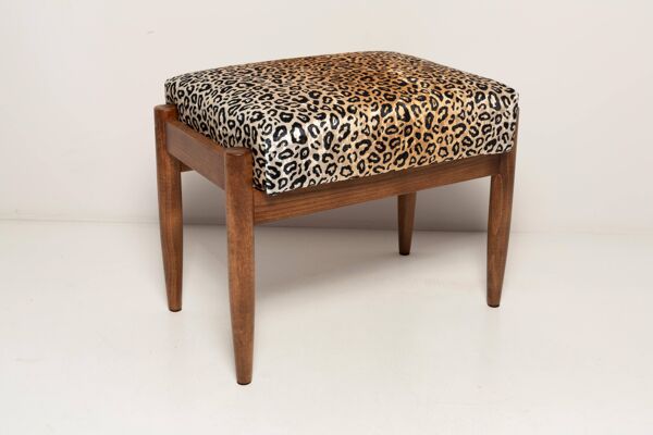 Tabouret vintage en velours léopard, Edmund Homa, Europe, années 1960