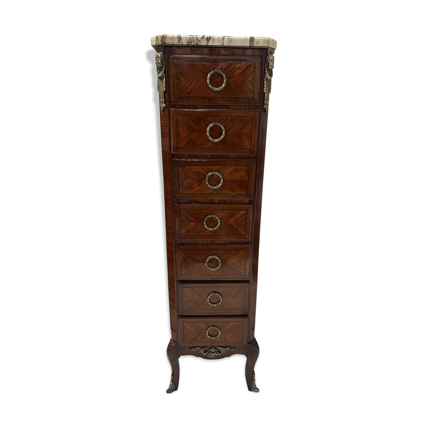 Semainier de style Transition en placage de bois, XXème siècle