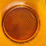 Coupe à fruits vintage en verre ambré ondulé, années 1970