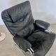 Old armchair and ottoman black leather tubular chrome bauhaus design from the 70s