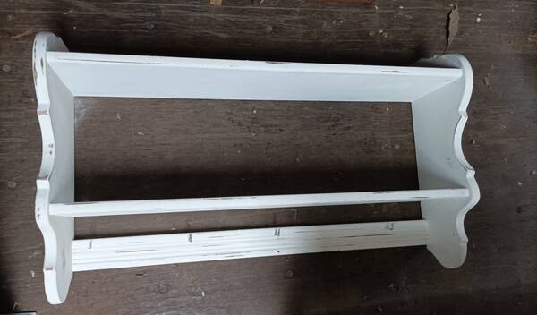 Patinated solid wood shelf