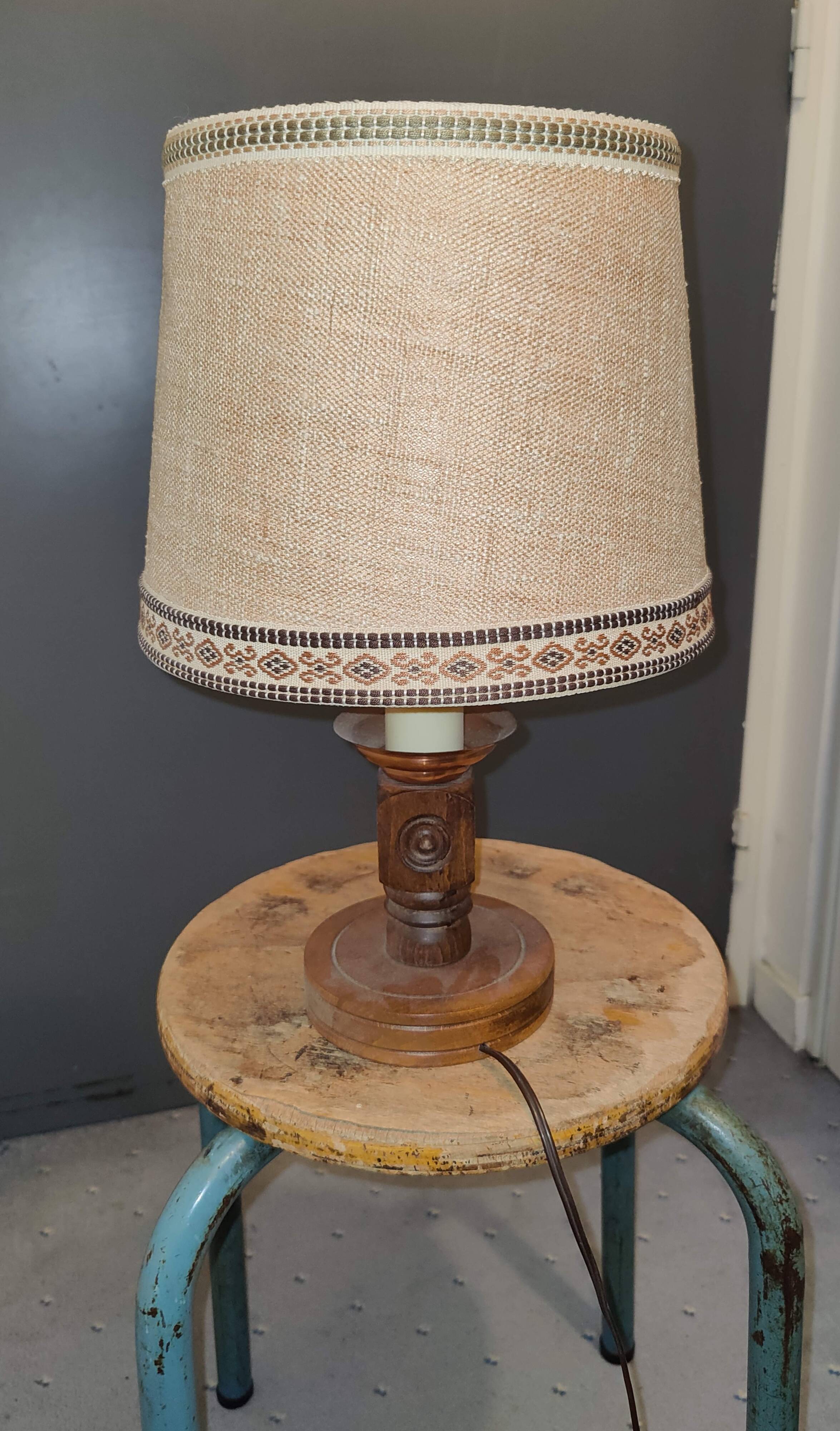 Basque wood lamp in the style of Charles Dudouyt.