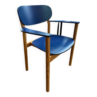 Fauteuil de table scandinave bois et bleu
