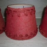 3 lampshades in jute and red braid + 1 vintage carcass