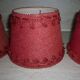 3 lampshades in jute and red braid + 1 vintage carcass