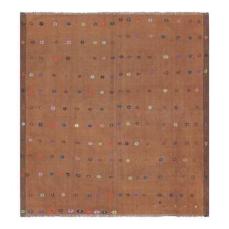 Tapis vintage turc de Oushak, tissé à la main 189x204 cm