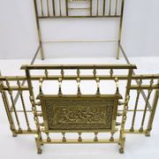 Art Nouveau Italian Brass Double Bed, Early 1900s
