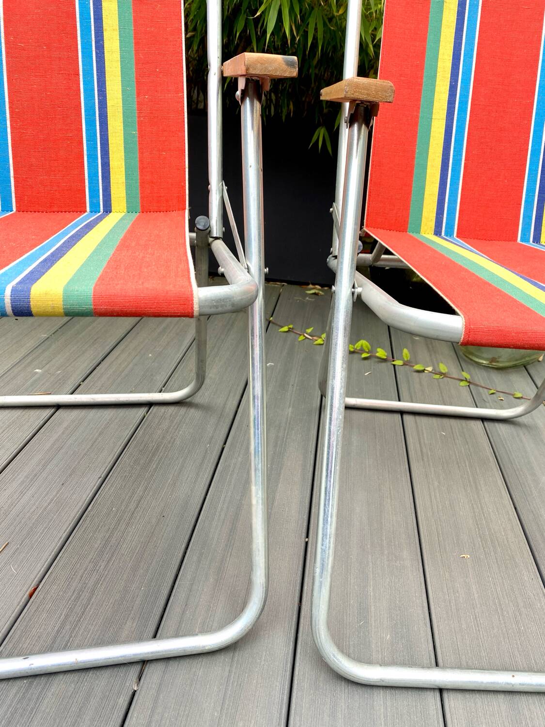 Pair of vintage folding camping chairs