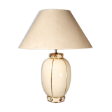 Large cracked earthenware lamp and Longwy enamels, France 1990s