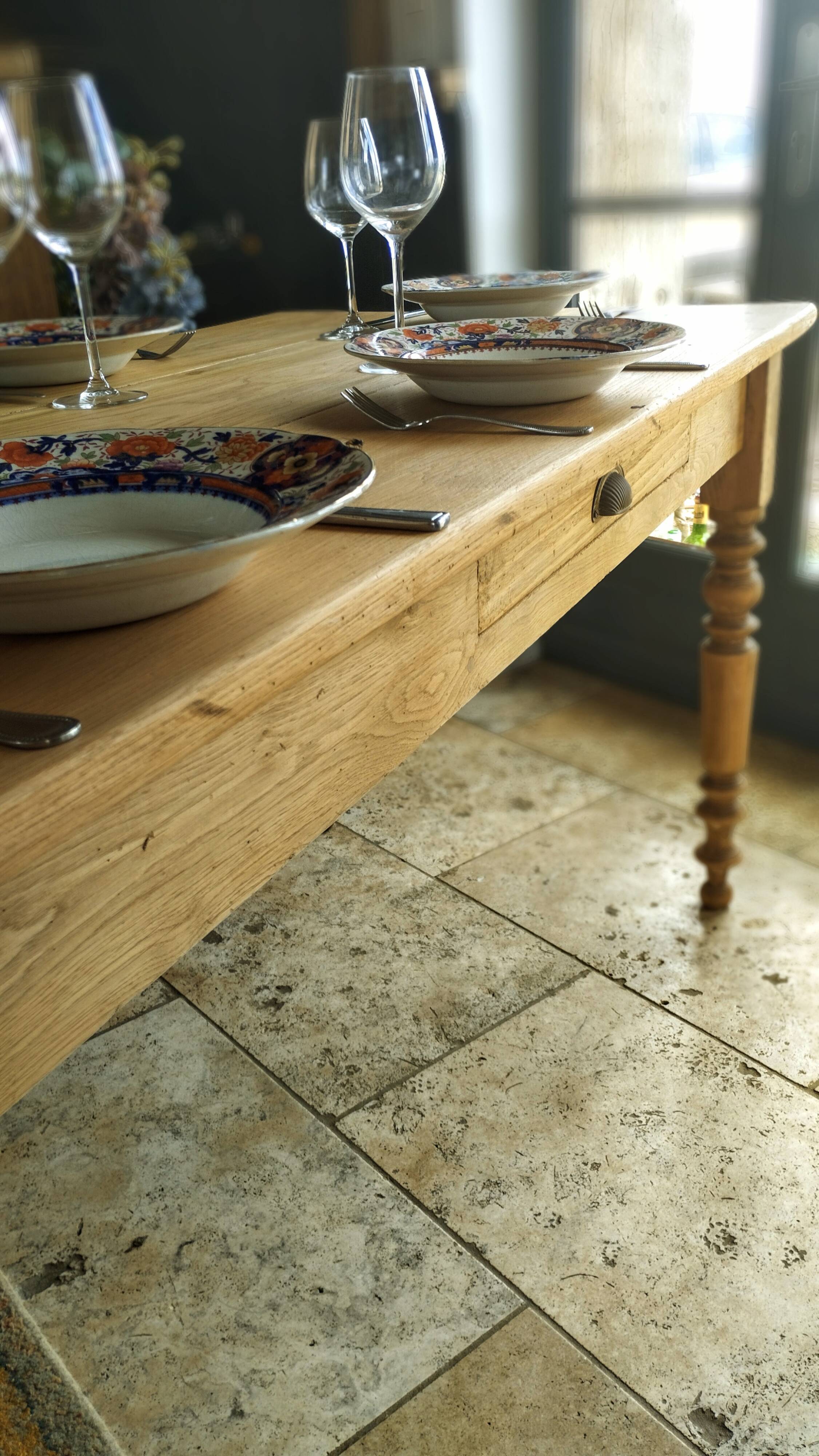 Elegant and refined 230 X 73 solid oak farmhouse table.