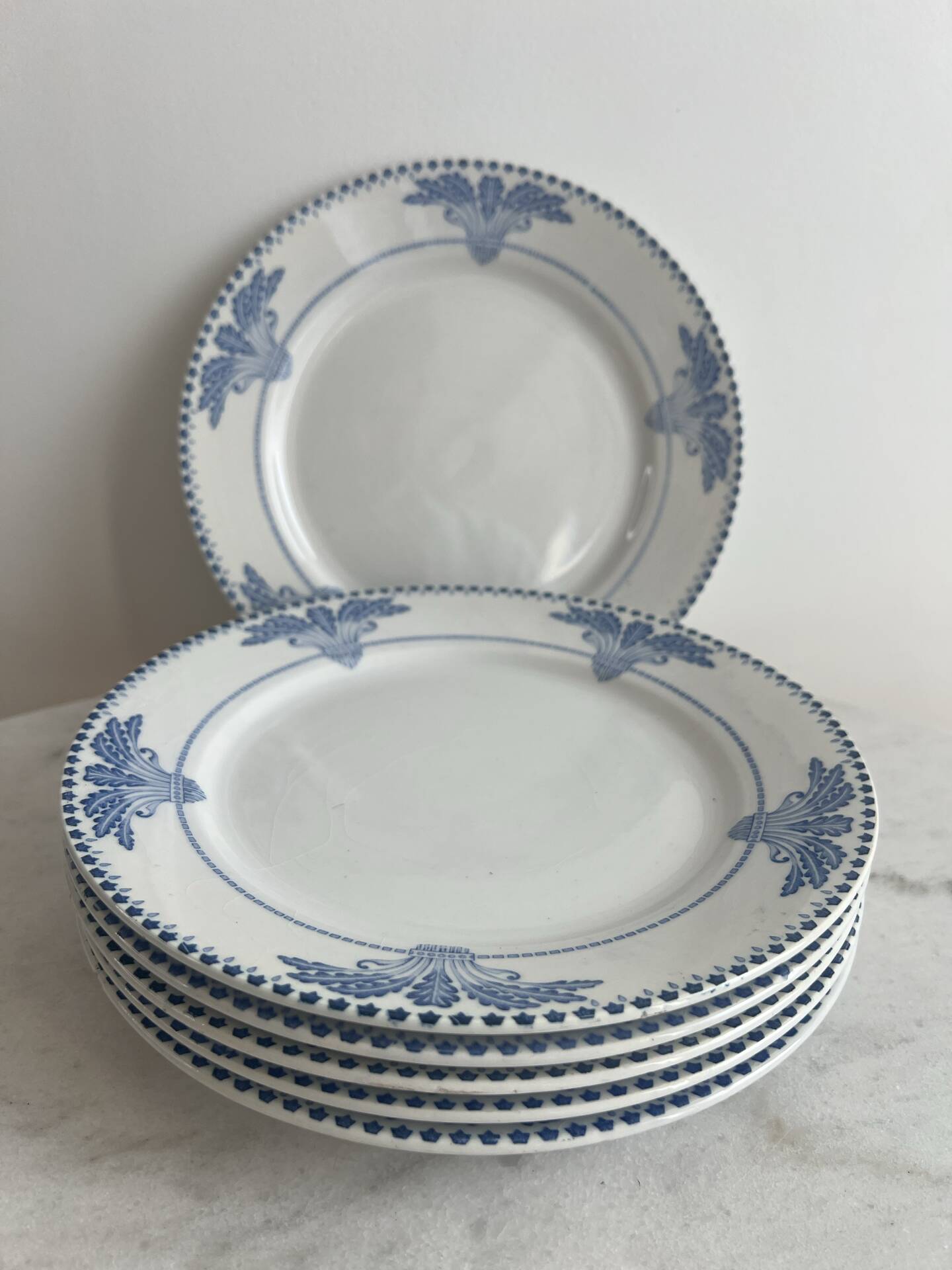 Set of 6 dessert plates Windsor Service Creil and Montereau 20.5cm