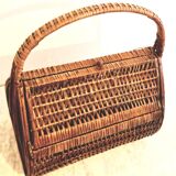 60s wicker basket handbag
