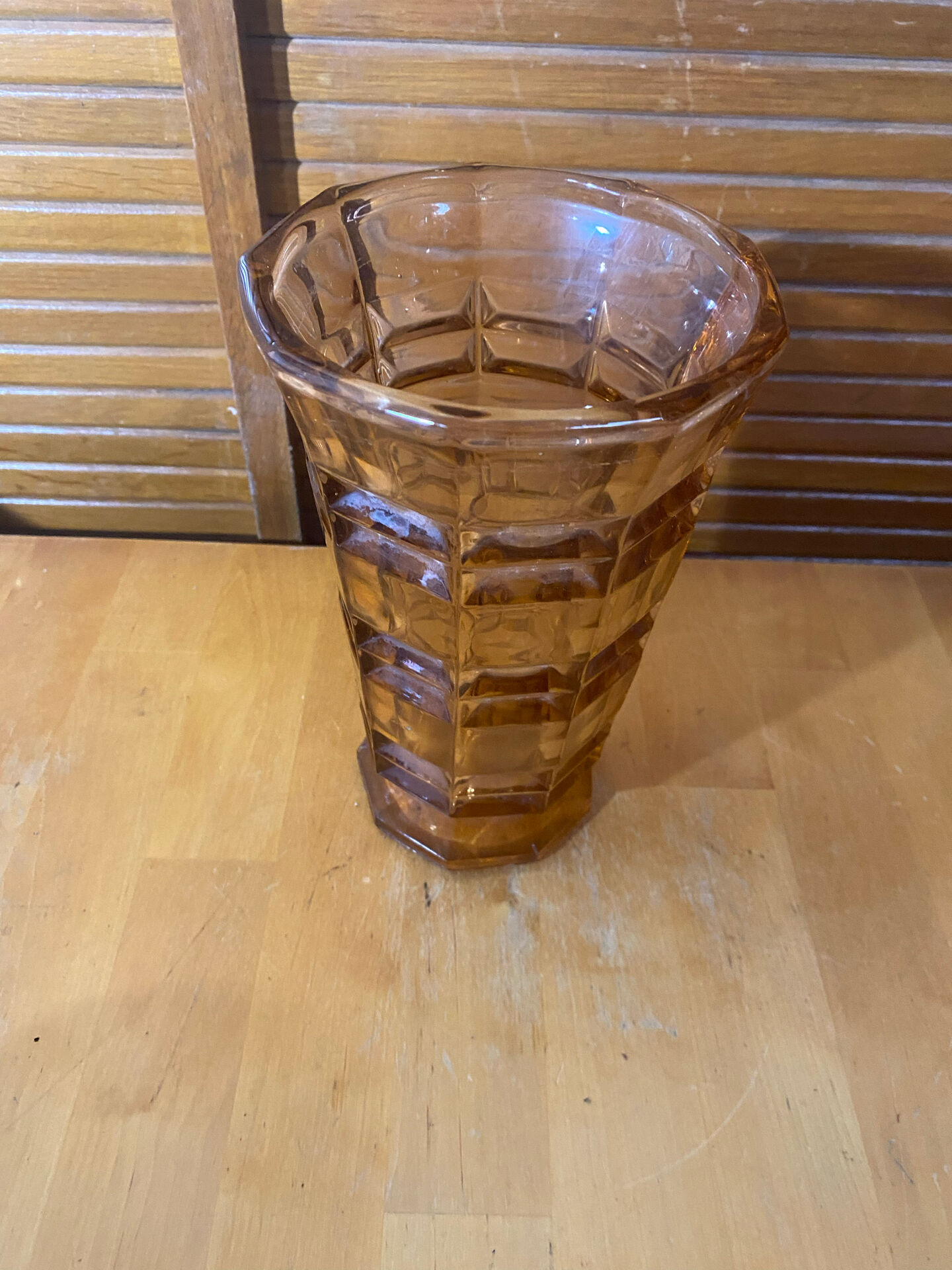 Vintage Art Deco Style Orange Amber Moulded Glass Vase