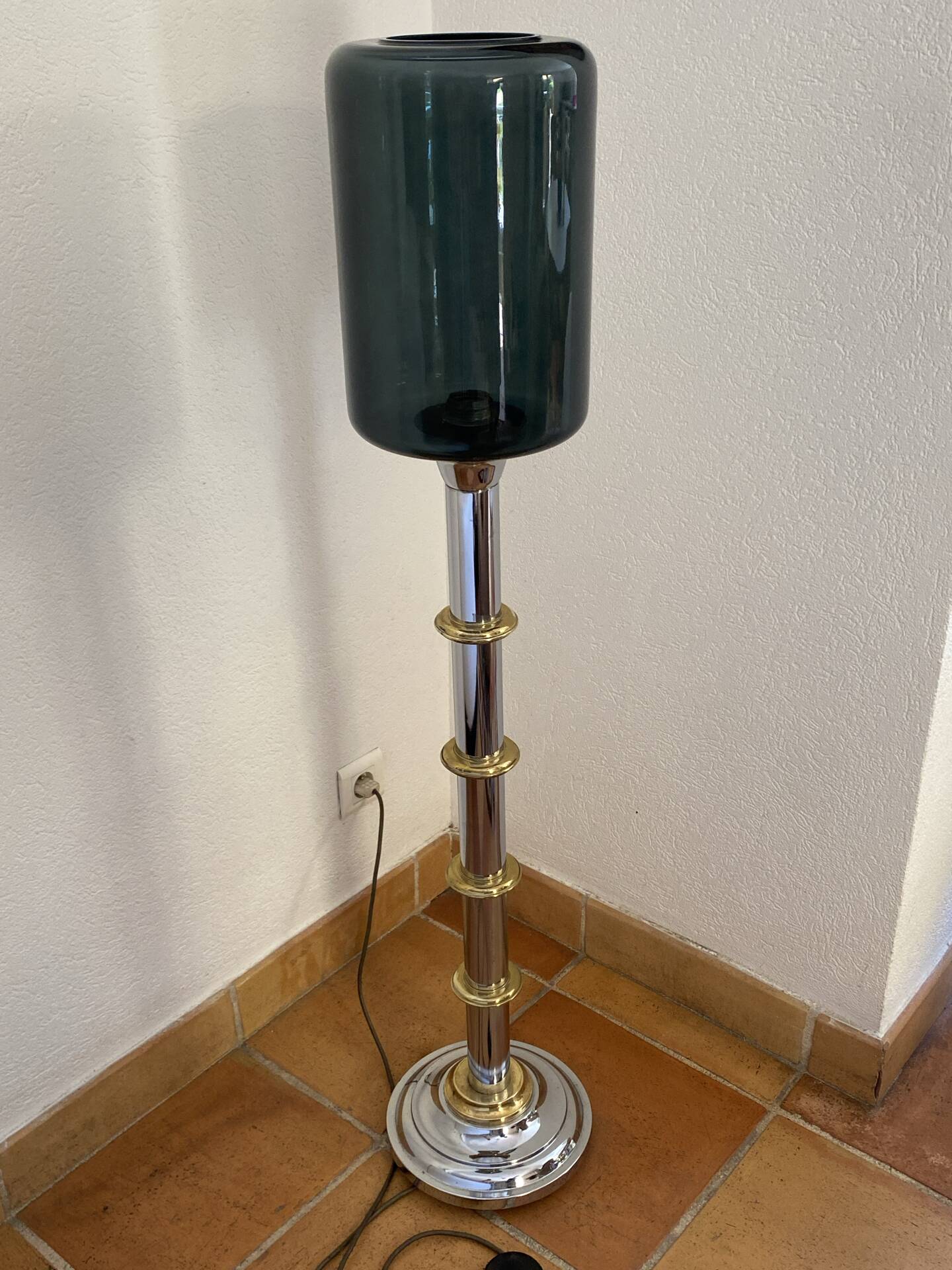 Metal and smoked glass floor lamp