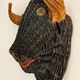 Rare polychrome wicker bull's head trophy, circa 1950.