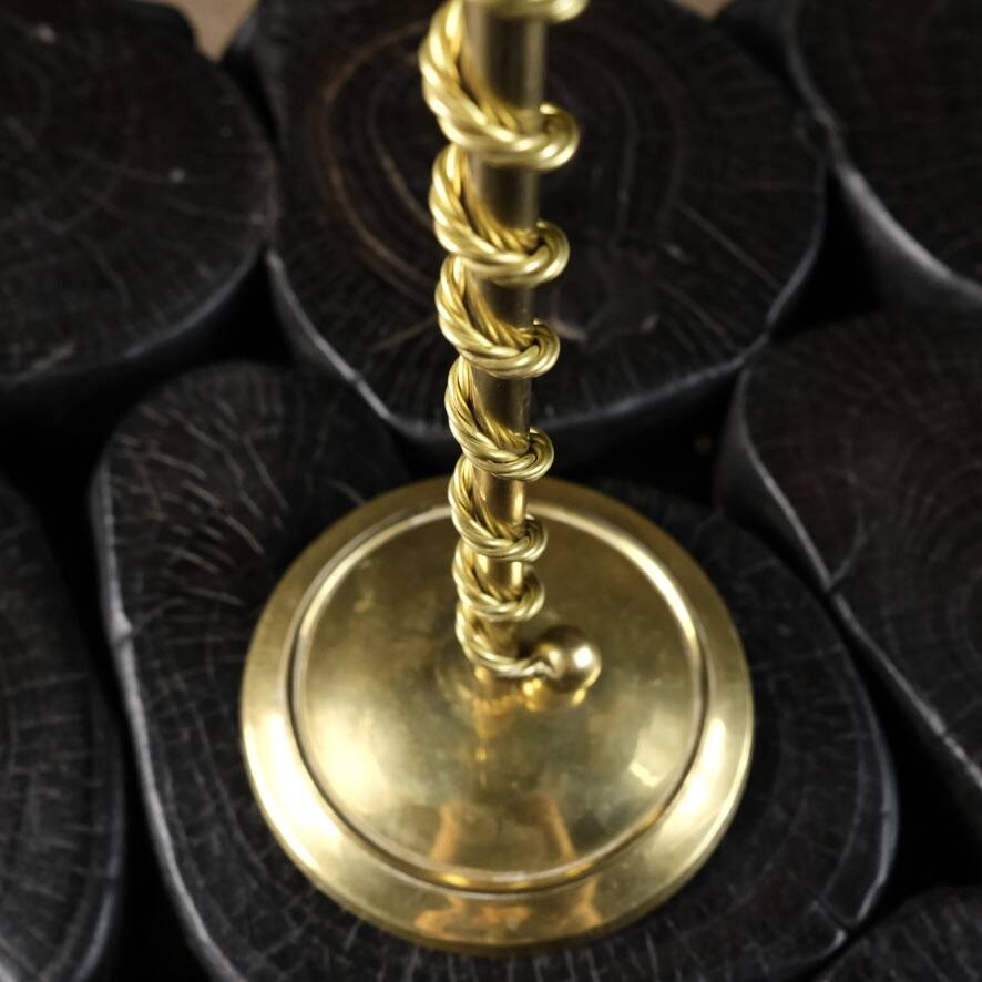Pair of Art Deco twisted brass candlesticks, France, 1930s