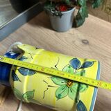 Ceramic milk jug with floral decoration / vase / pitcher green / yellow 20cm