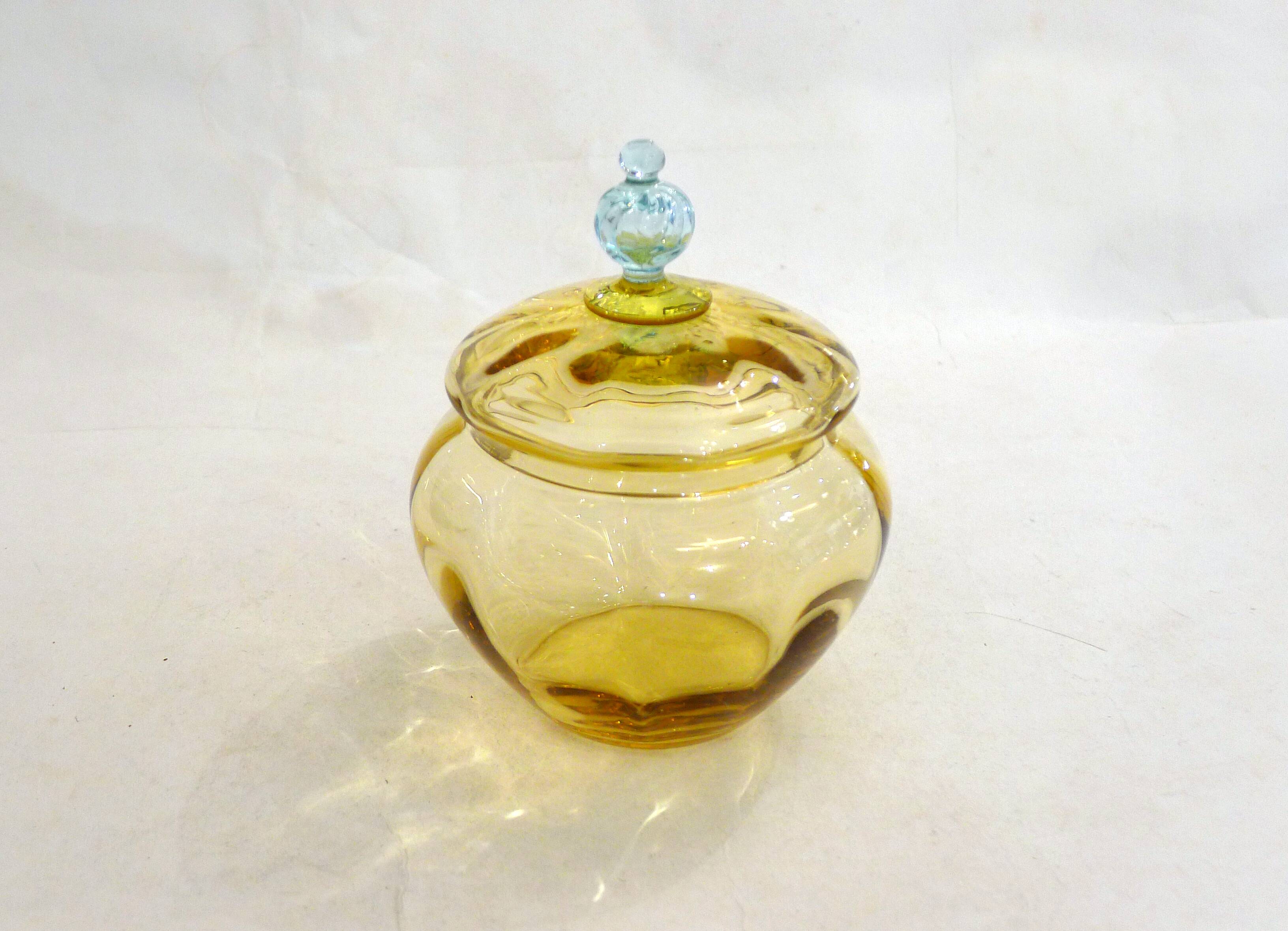 Antique two-tone blown glass bonbonnière