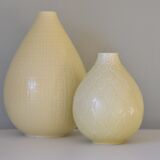 Set of two Nils Thorsson Yellow Faience Marselis Vase Aluminia Royal Copenhagen