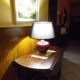 Dolphin table lamp, foot in glazed ceramic, fabric shade, 1960s