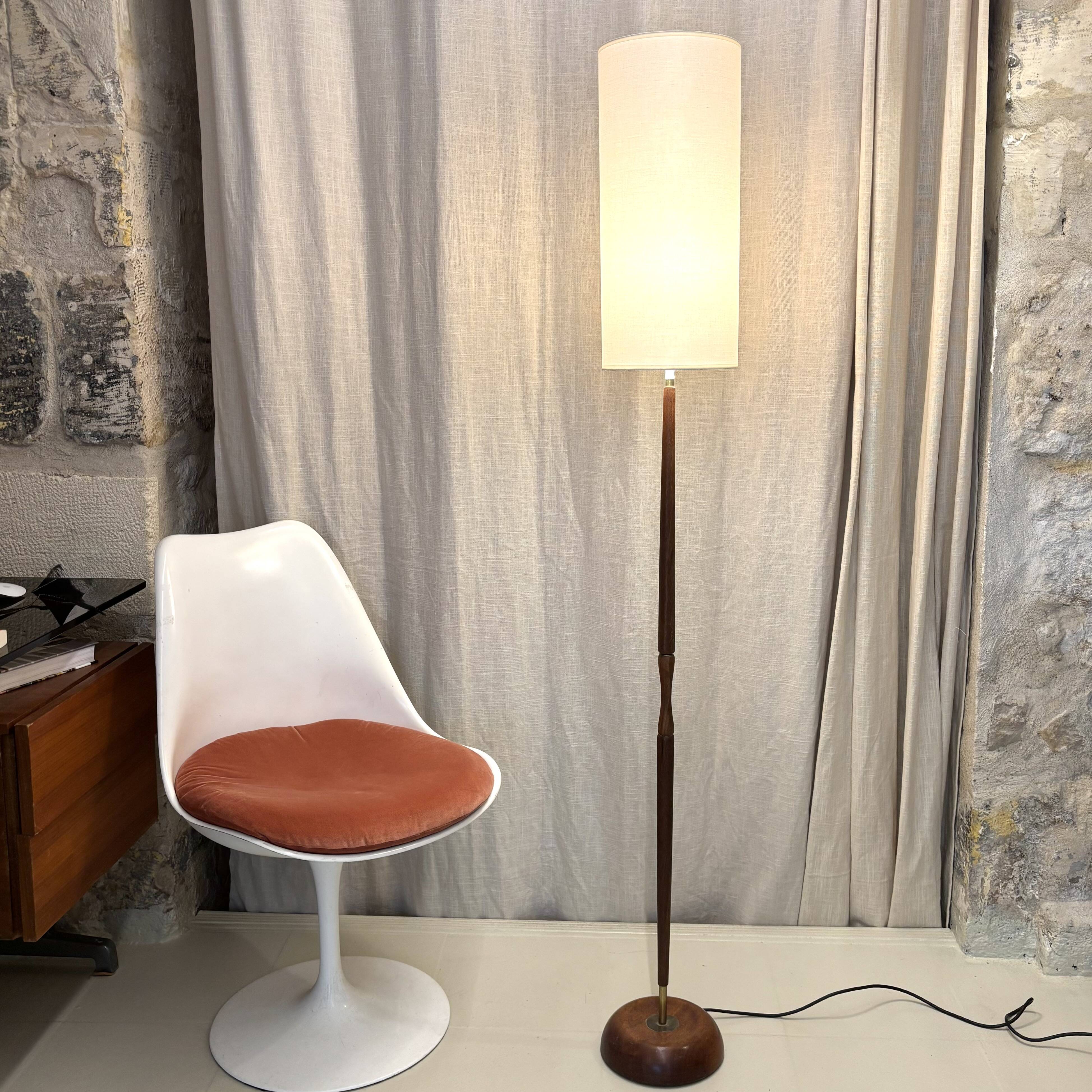 Danish teak and brass floor lamp